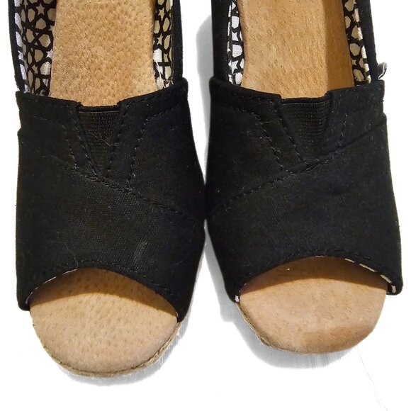 Toms Black Canvas Wedges 8W - Picture 8 of 12